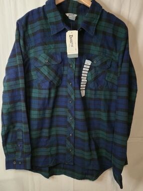 Duluth Trading Folklore Flannel Long Sleeve Button Up Shirt Size XL 0507